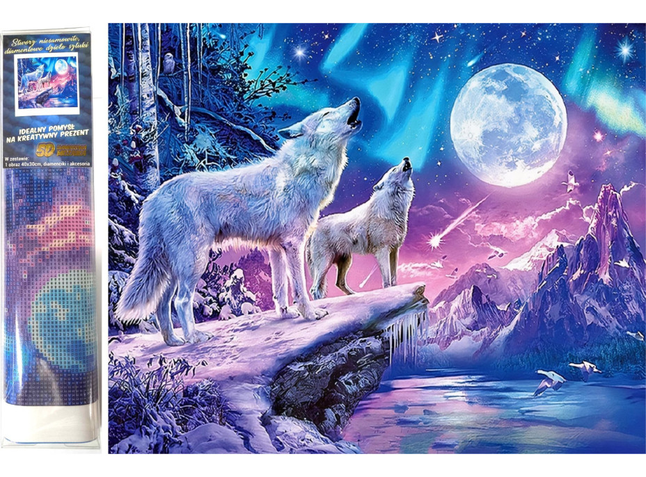 Norimpex Diamantové malování Vlci za úplňku 30x40 cm