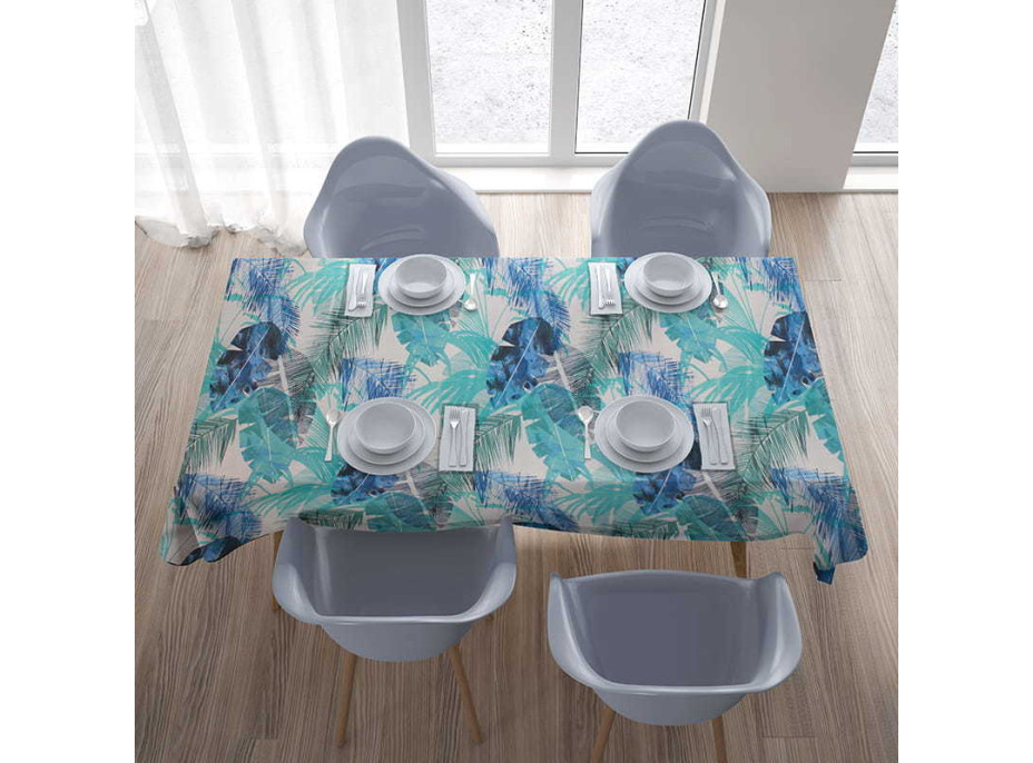 Ubrus 135x180 cm - Listy banánovníku - modrý