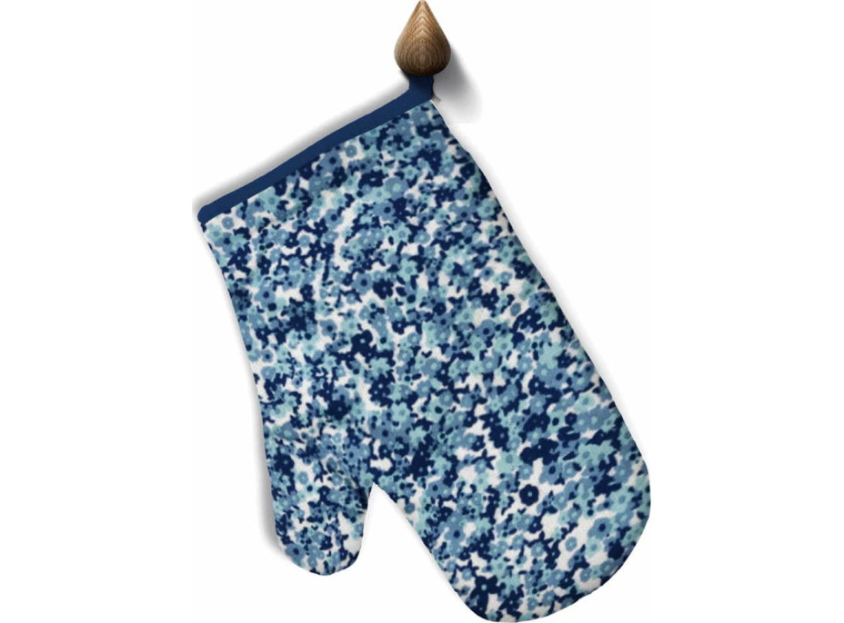 Kuchyňská rukavice VISTOSO 17x28 cm - Modré kvítky