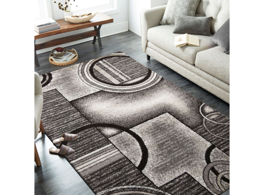 Kusový koberec PANNE geometrie - odstíny šedé - 160x220 cm