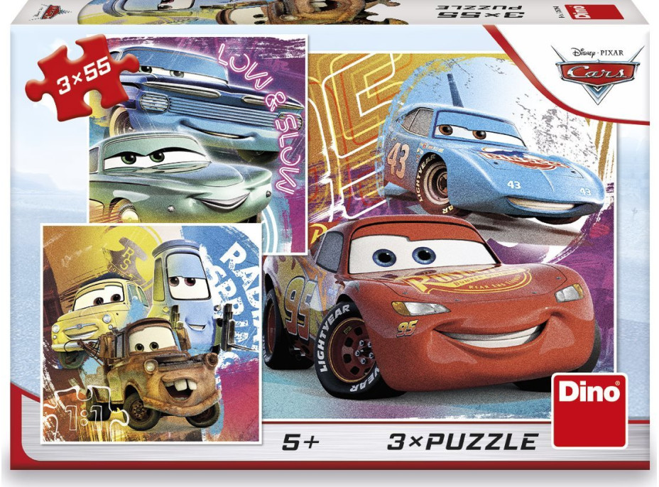 DINO Puzzle Cars: kamarádii 3x55 dílků