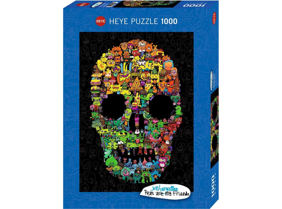 HEYE Puzzle Pens are my Friends: Doodle Skull 1000 dílků