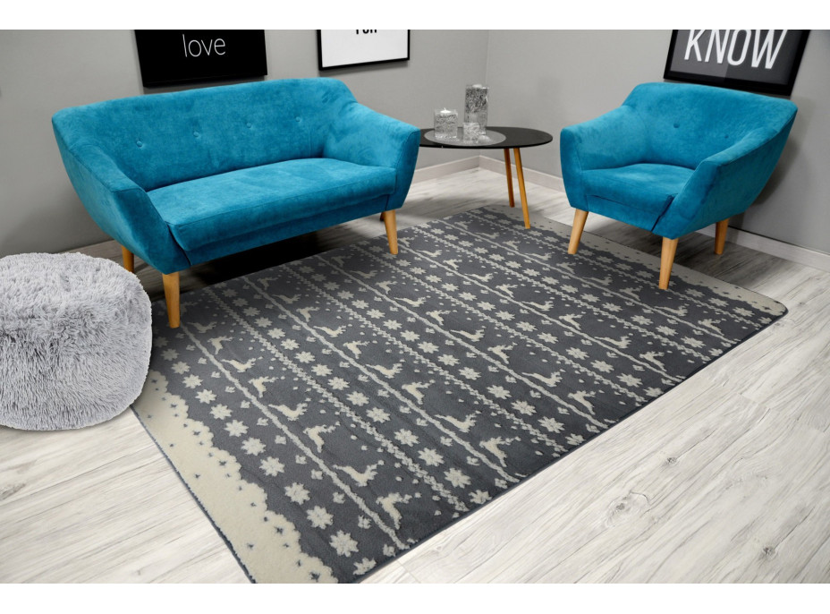 Plyšový koberec 3D Home - Sobíci - šedý
