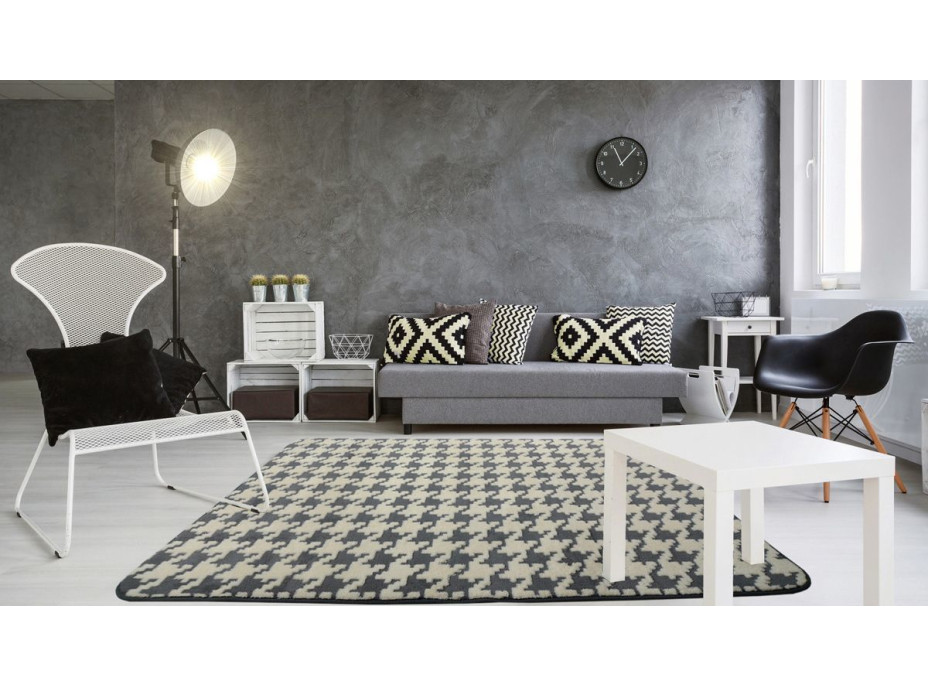 Plyšový koberec 3D Home - Clover - šedý