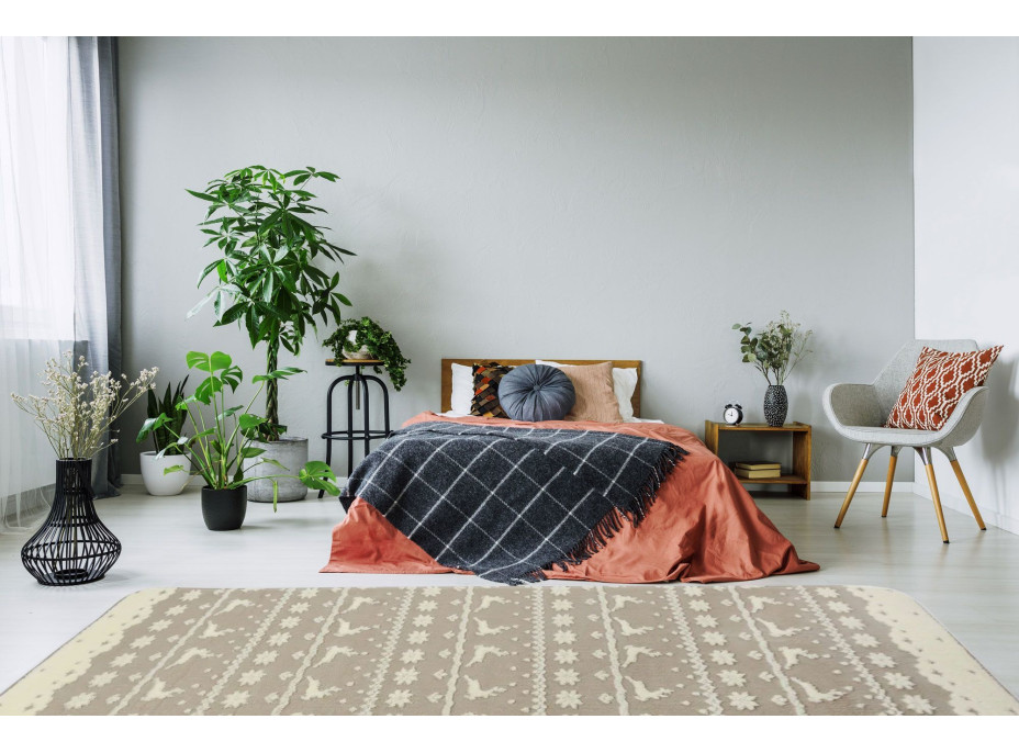 Plyšový koberec 3D Home - Sobíci - béžový