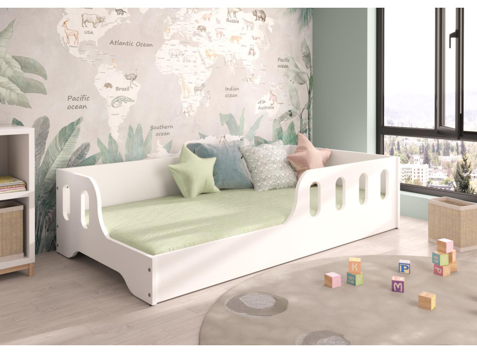 Dětská Montessori postel COCO 140x70 cm + MATRACE - bílá