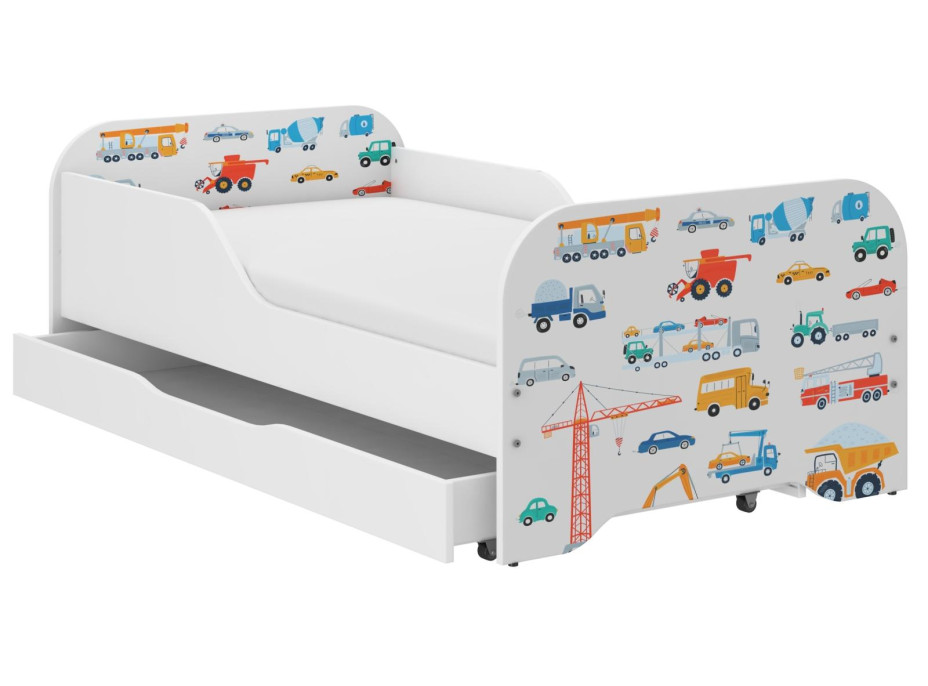 Dětská postel KIM - DOPRAVNÍ PROSTŘEDKY 160x80 cm