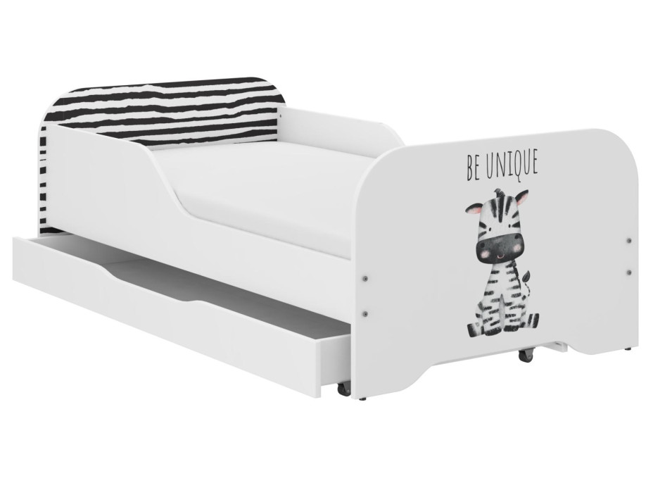 Dětská postel KIM - SAFARI ZEBRA 140x70 cm + MATRACE