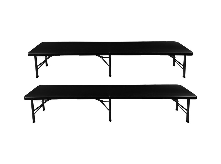Rozkládací zahradní stůl 180 cm + 2 lavice - černý