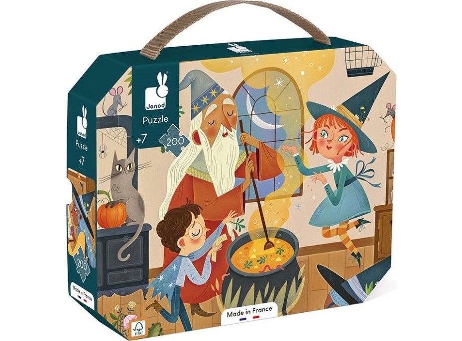 JANOD Puzzle v kufříku Magická škola kouzel 200 dílků