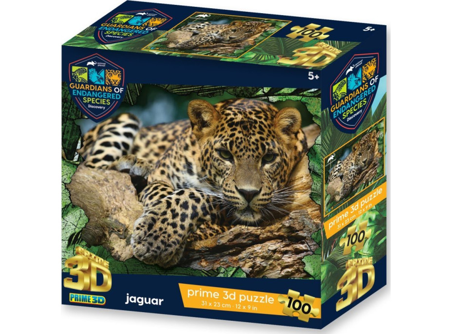 PRIME 3D Puzzle Animal planet: Ohrožené druhy - Jaguár 3D 100 dílků