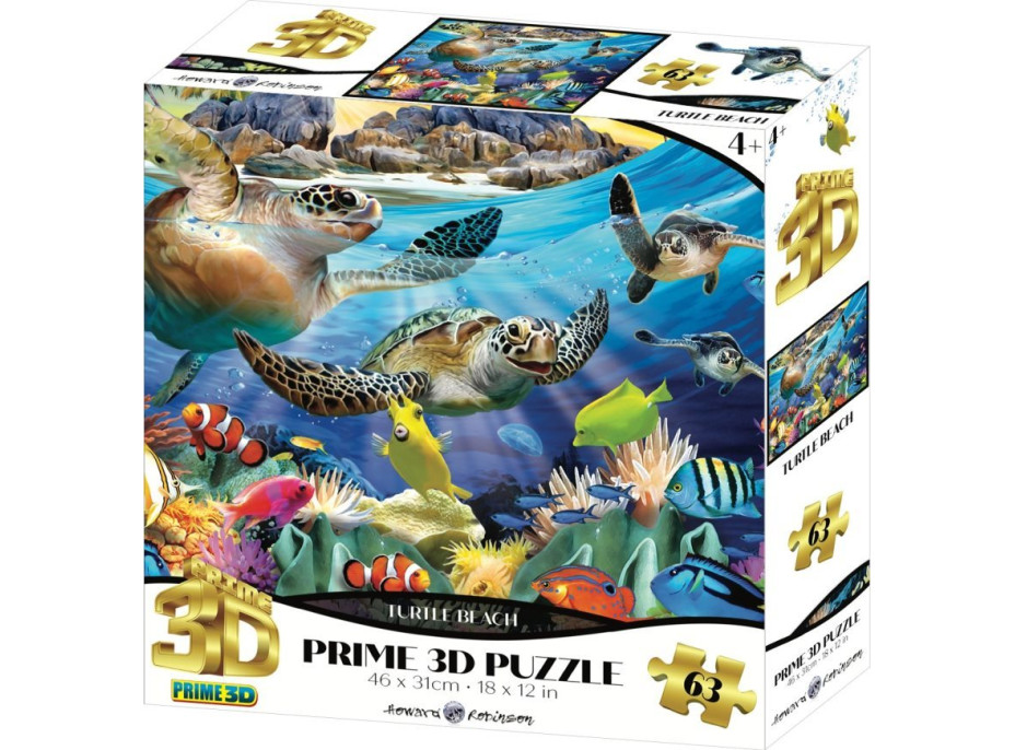 PRIME 3D Puzzle Želvy 3D 63 dílků