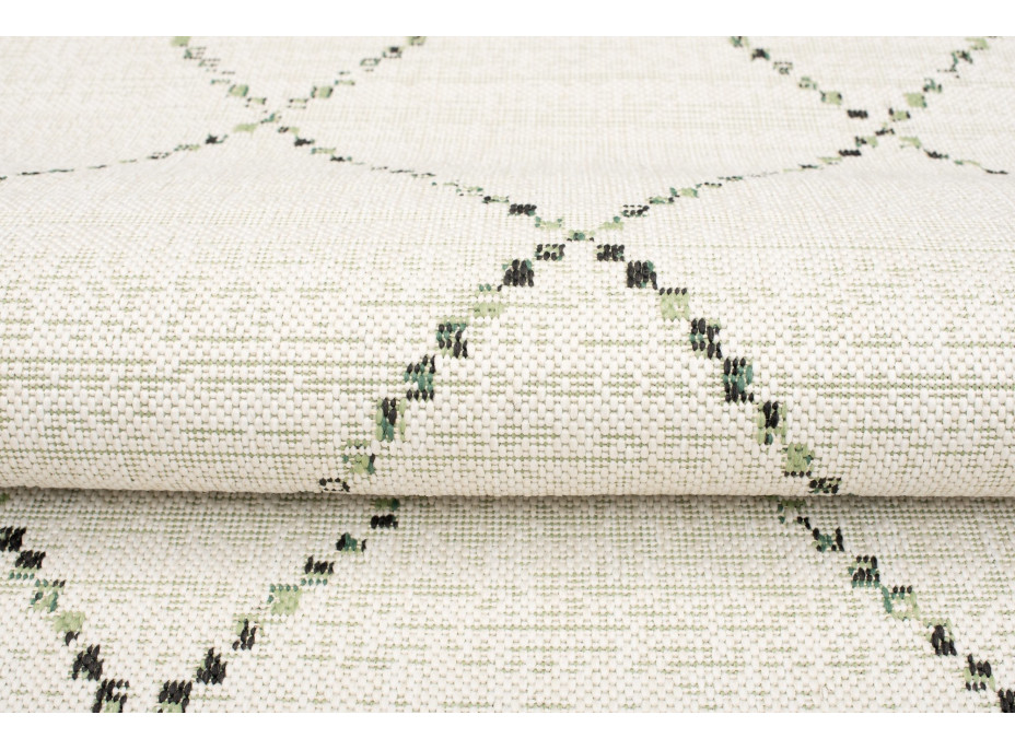Sisalový koberec JUNGLE grid - krémový/zelený