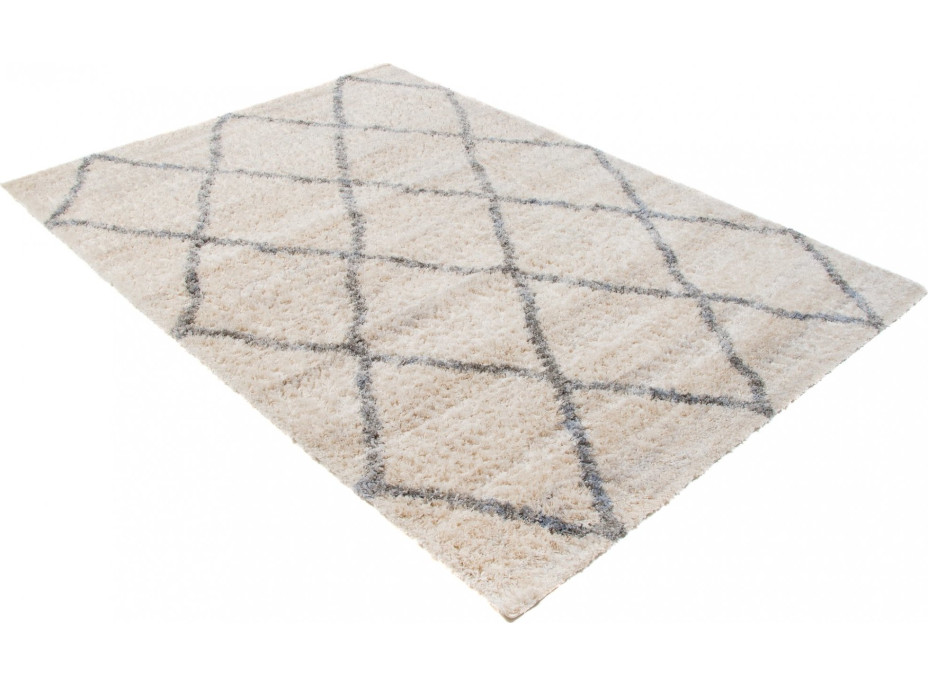 Kusový koberec Shaggy VERSAY Grid - krémový