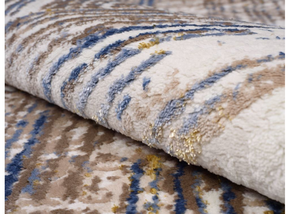 Kusový koberec ASTHANE Hatch - bílý/tmavě modrý/hnědý