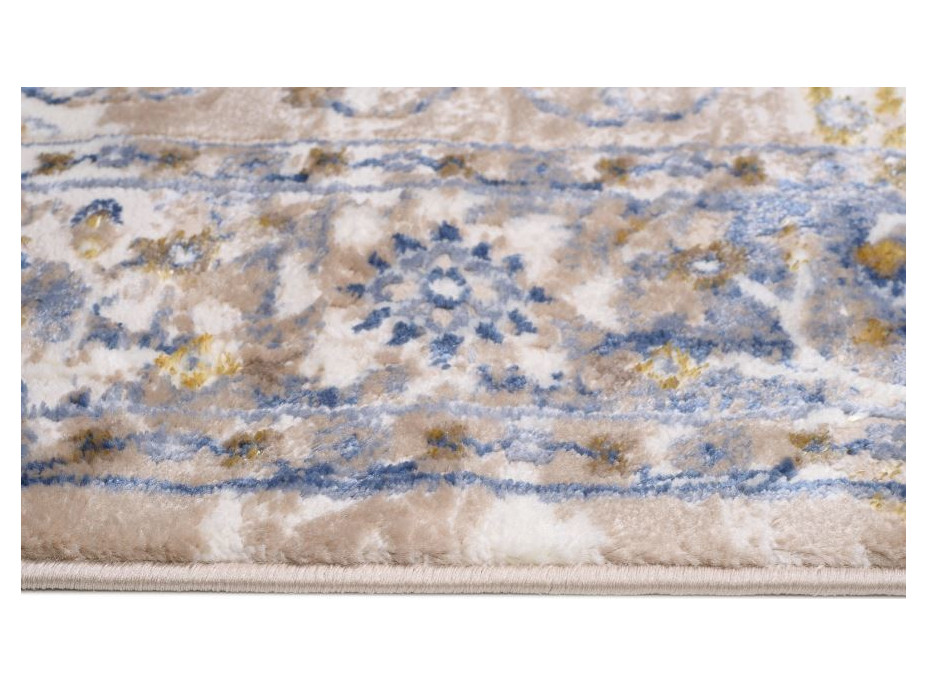 Kusový koberec ASTHANE Flora - bílý/tmavě modrý/hnědý