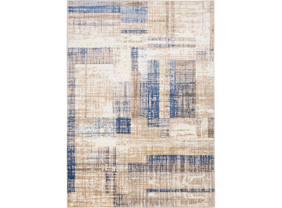 Kusový koberec ASTHANE Modern - bílý/tmavě modrý/hnědý