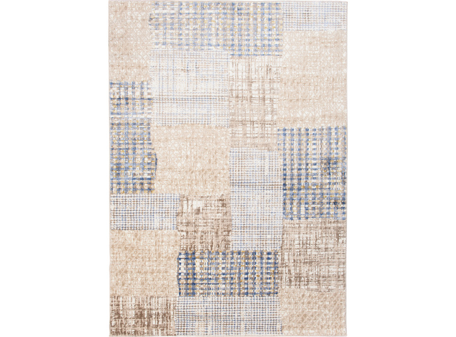 Kusový koberec ASTHANE Texture - bílý/tmavě modrý/hnědý