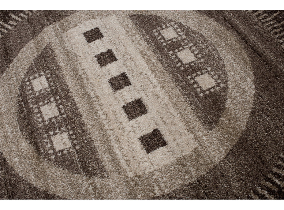 Kusový kulatý koberec SARI Outline - tmavě béžový