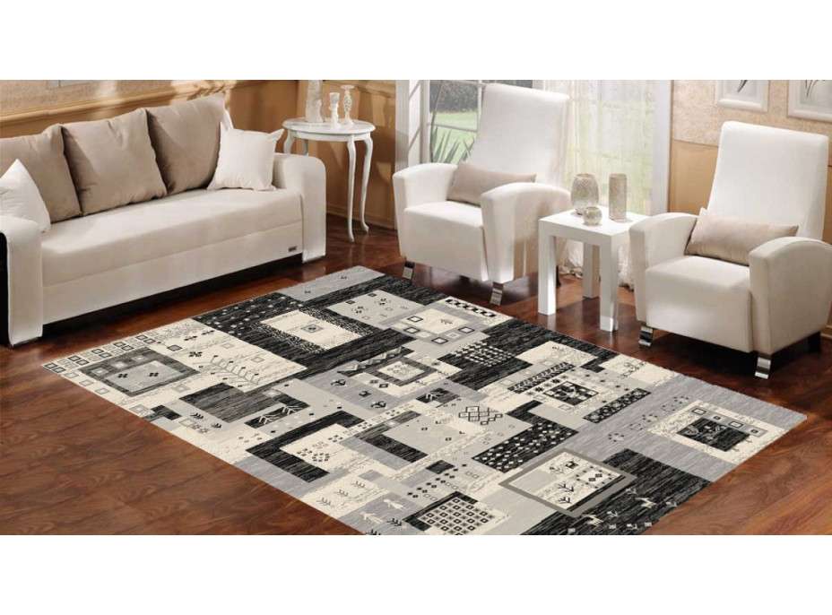 Kusový koberec SARI Jumble - černý/šedý