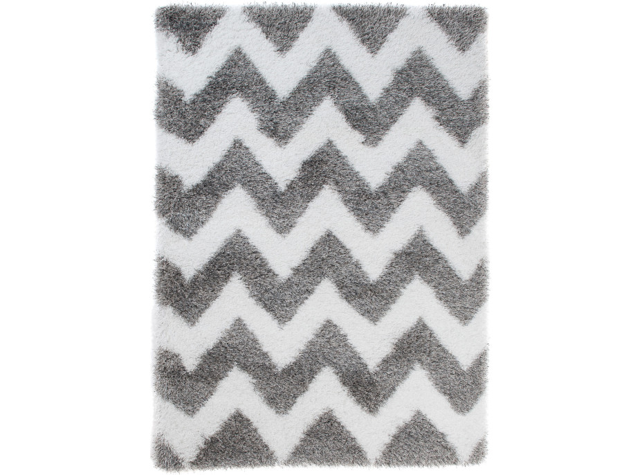Kusový  koberec  Shaggy OPTIMAL Cik cak - světle šedý/bílý