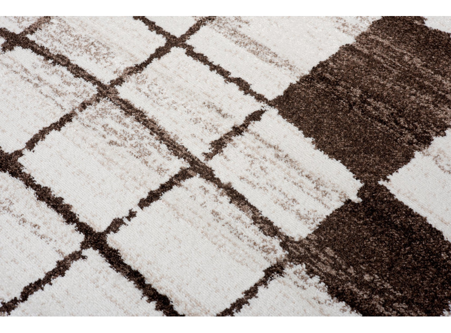 Kusový koberec SARI Grid - bílý/hnědý