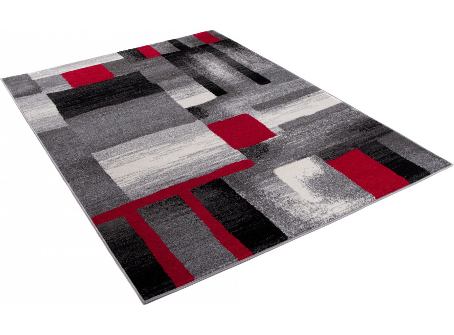 Kusový koberec JÁVA Pieces - šedý/červený