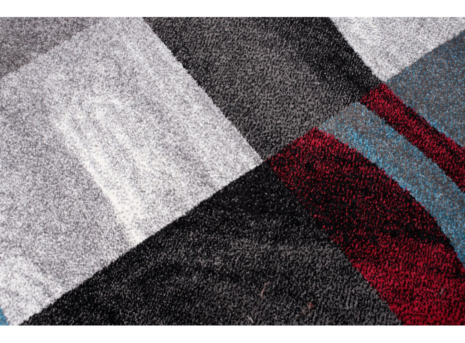 Kusový koberec JÁVA Squares - šedý/červený/modrý