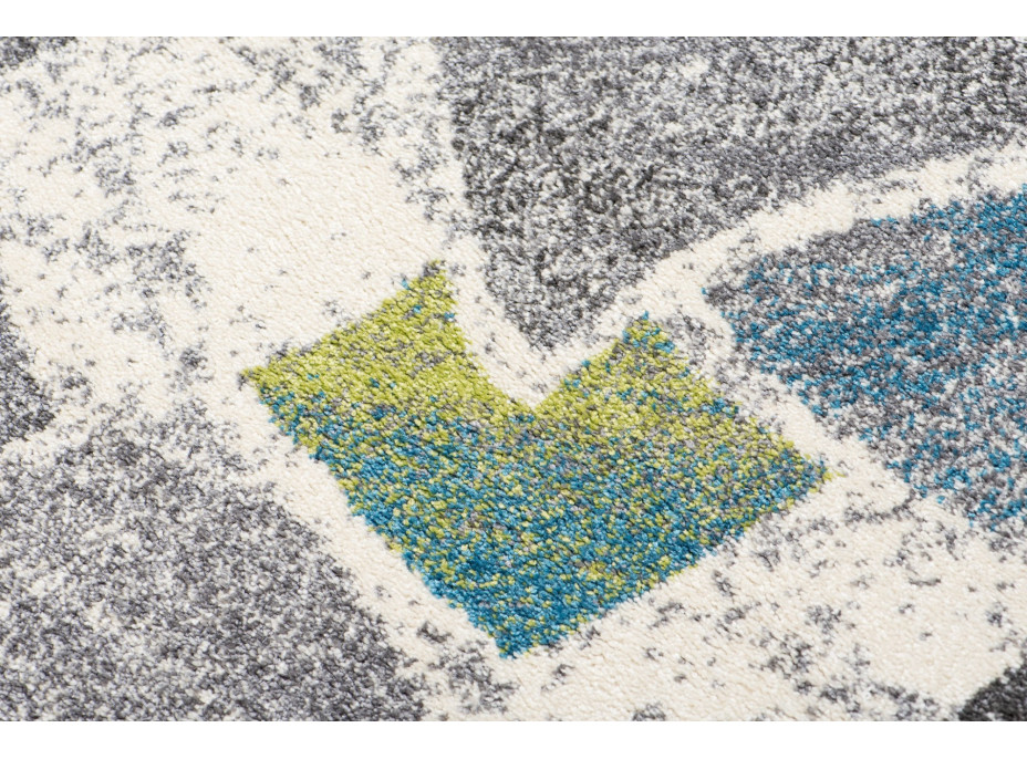 Kusový koberec JÁVA Fragment - krémový/modrý/žlutý