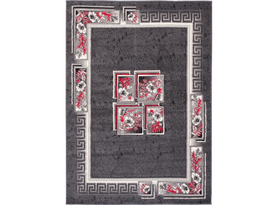 Kusový koberec TAPIS Quatro - šedý/červený