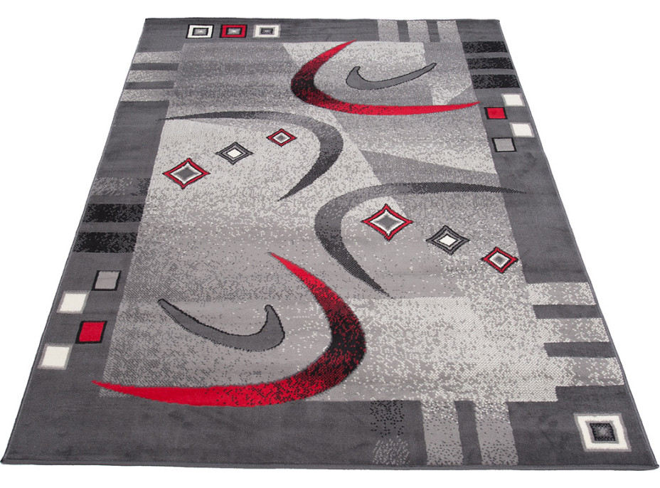 Kusový koberec TAPIS Modern - šedý/červený