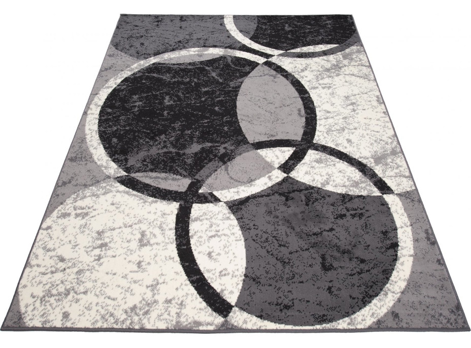 Kusový koberec TAPIS Kruhy - černý/šedý