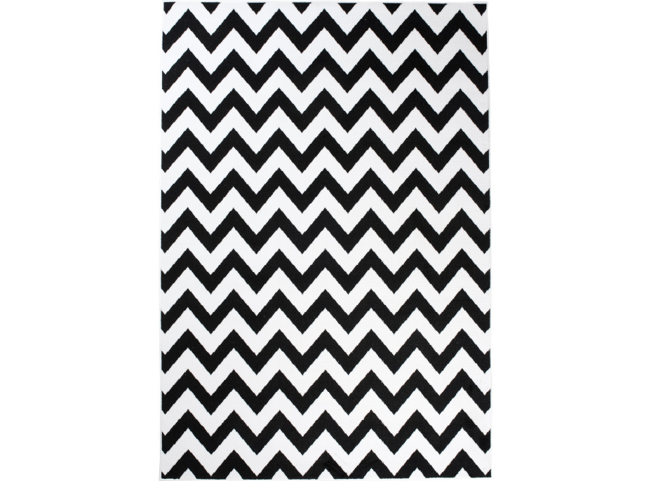 Kusový  koberec TAPIS Cik cak - černý/bílý