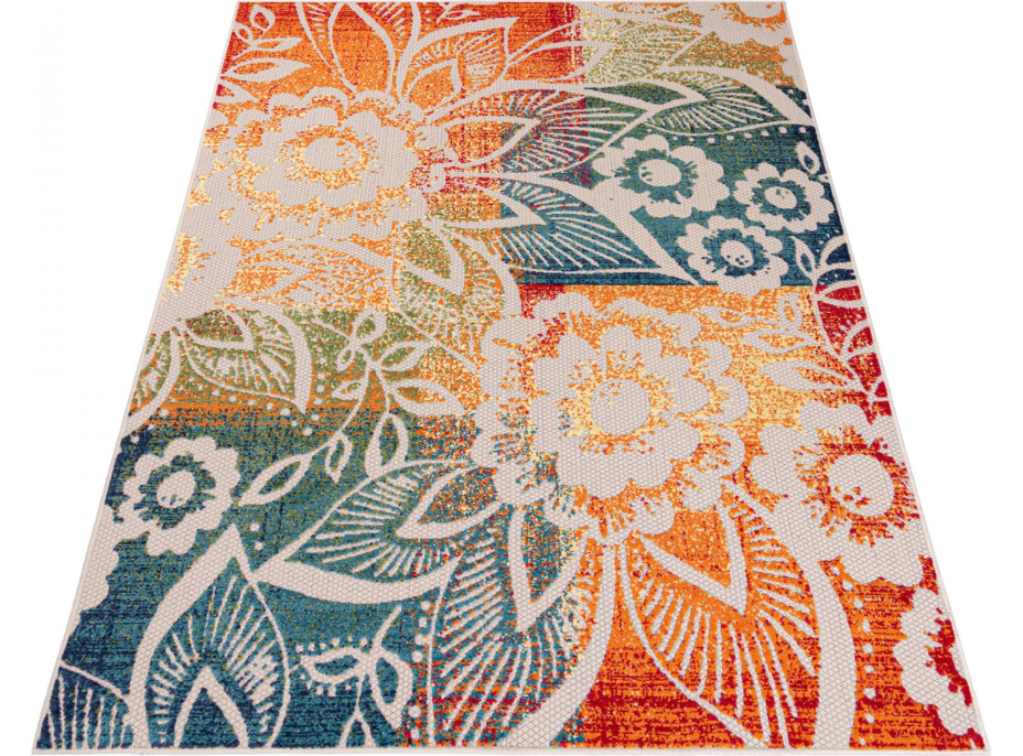 Kusový koberec AVENTURA Flowers - krémový/oranžový/modrý