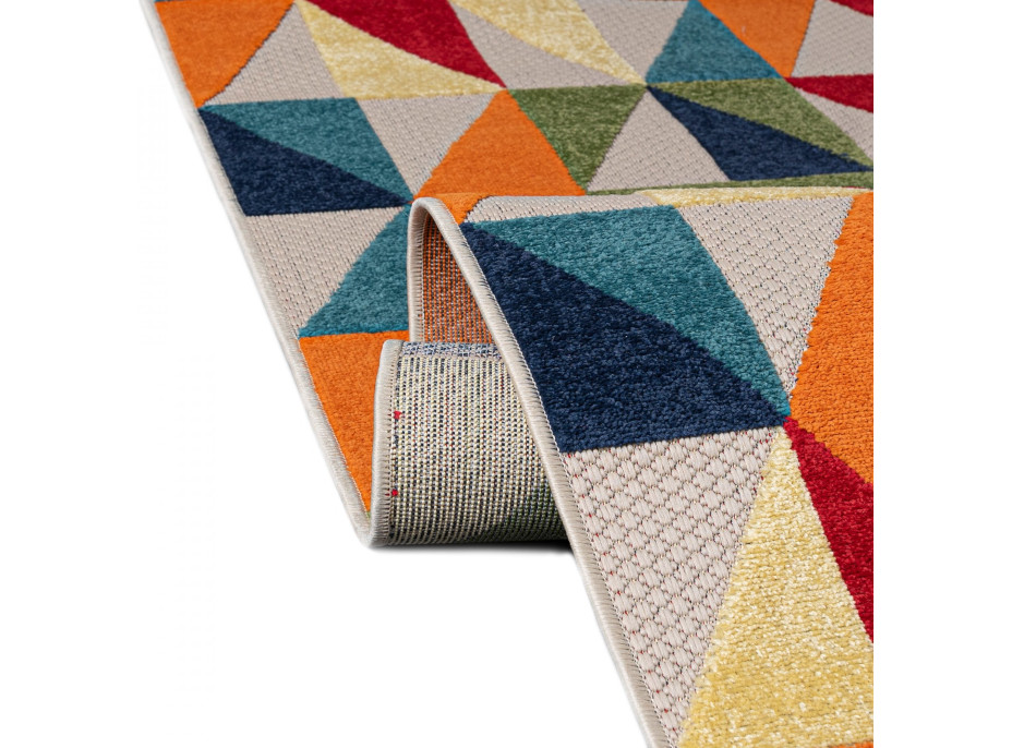 Kusový koberec AVENTURA Geometric - oranžový/šedý/modrý