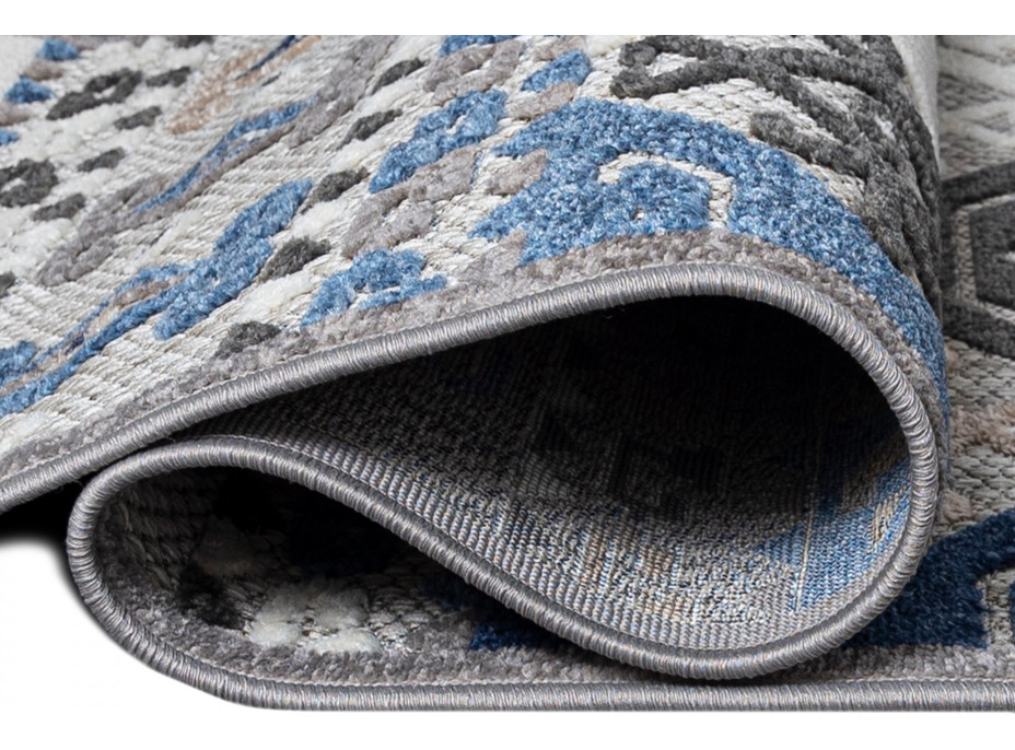 Kusový koberec AVENTURA Folk - modrý/šedý