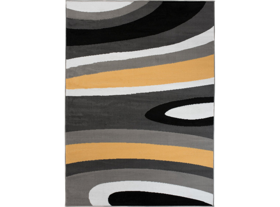 Kusový koberec MAYA Waves - žlutý/šedý