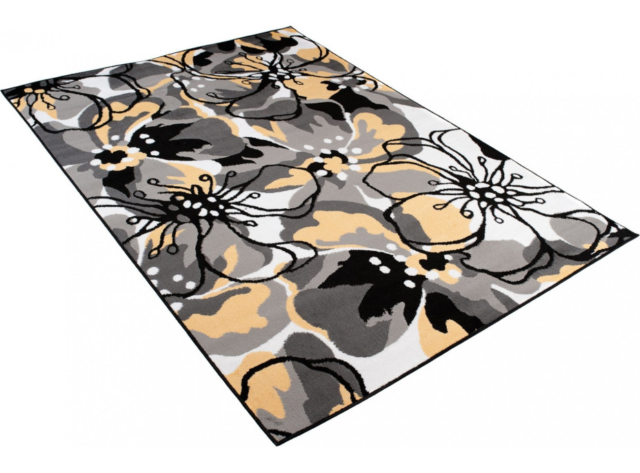 Kusový koberec MAYA Flowers - žlutý/šedý