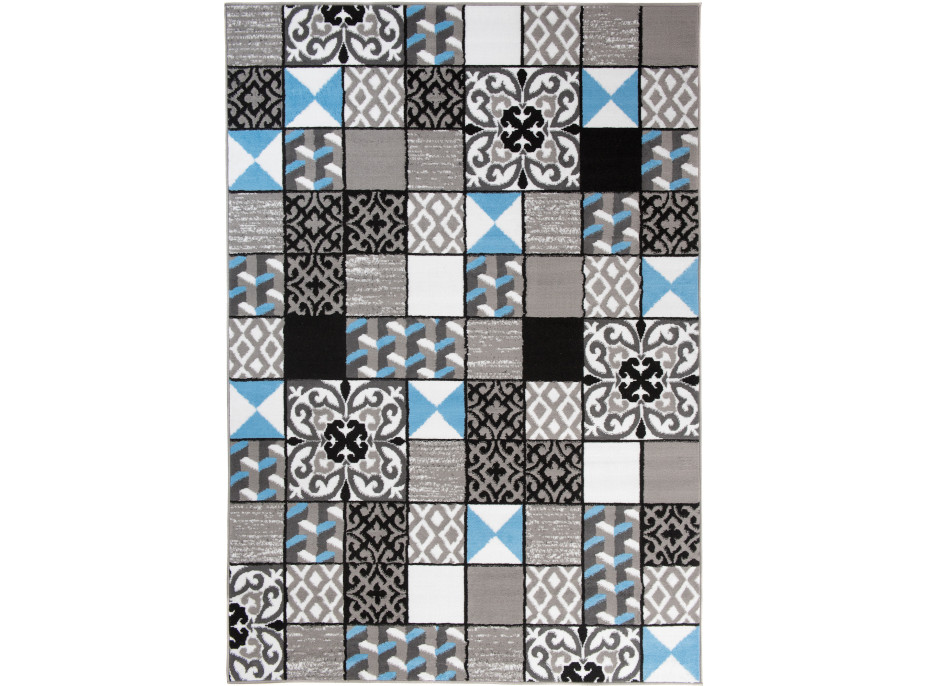 Kusový koberec MAYA Tiles - modrý/šedý