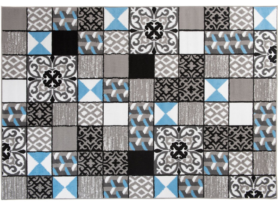 Kusový koberec MAYA Tiles - modrý/šedý