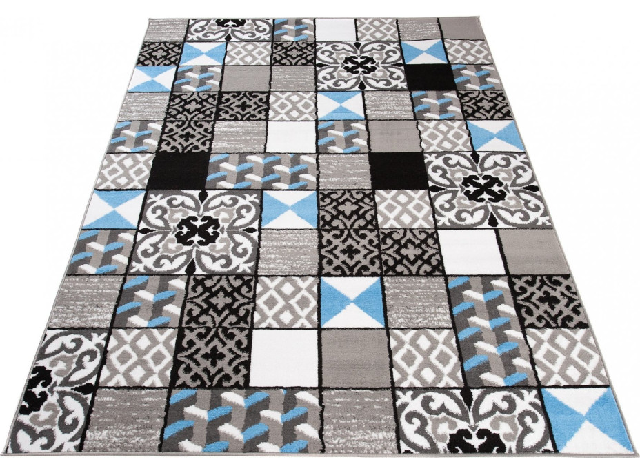 Kusový koberec MAYA Tiles - modrý/šedý