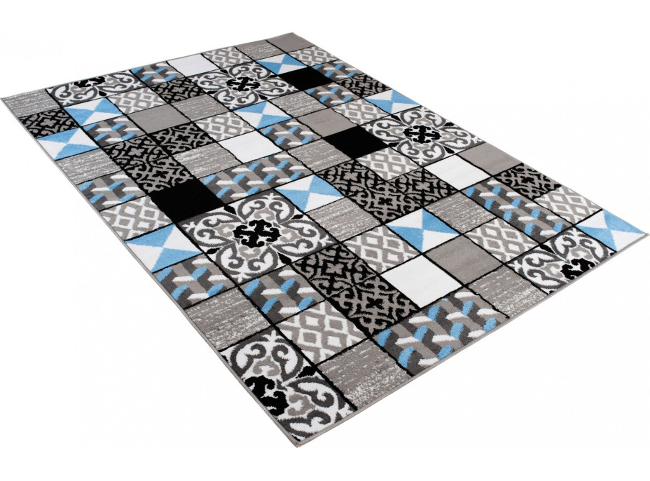 Kusový koberec MAYA Tiles - modrý/šedý