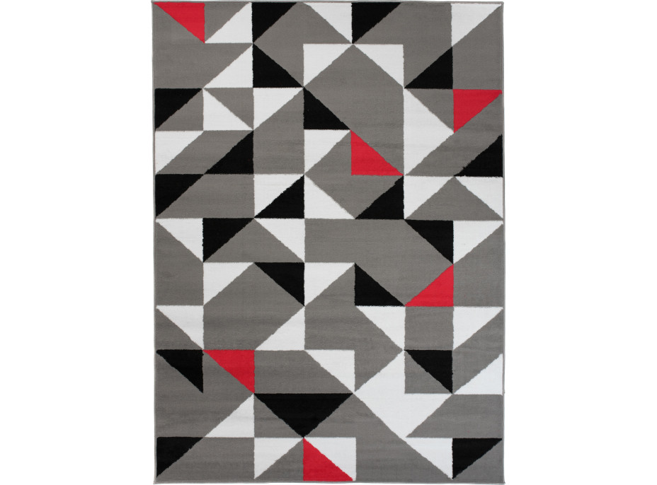 Kusový koberec MAYA Geometric - červený/šedý
