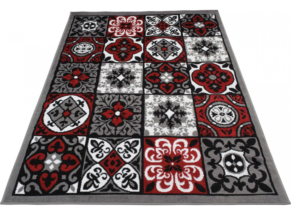 Kusový koberec BALI Tiles - tmavě šedý/červený