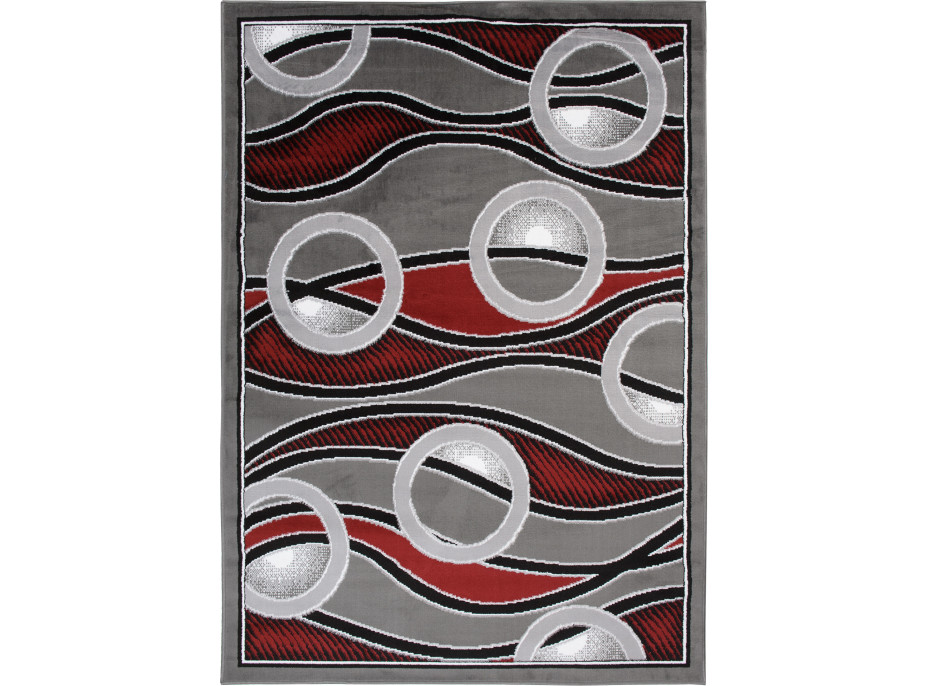 Kusový koberec BALI Bubbles - tmavě šedý/červený