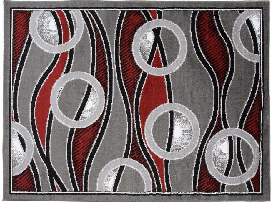 Kusový koberec BALI Bubbles - tmavě šedý/červený