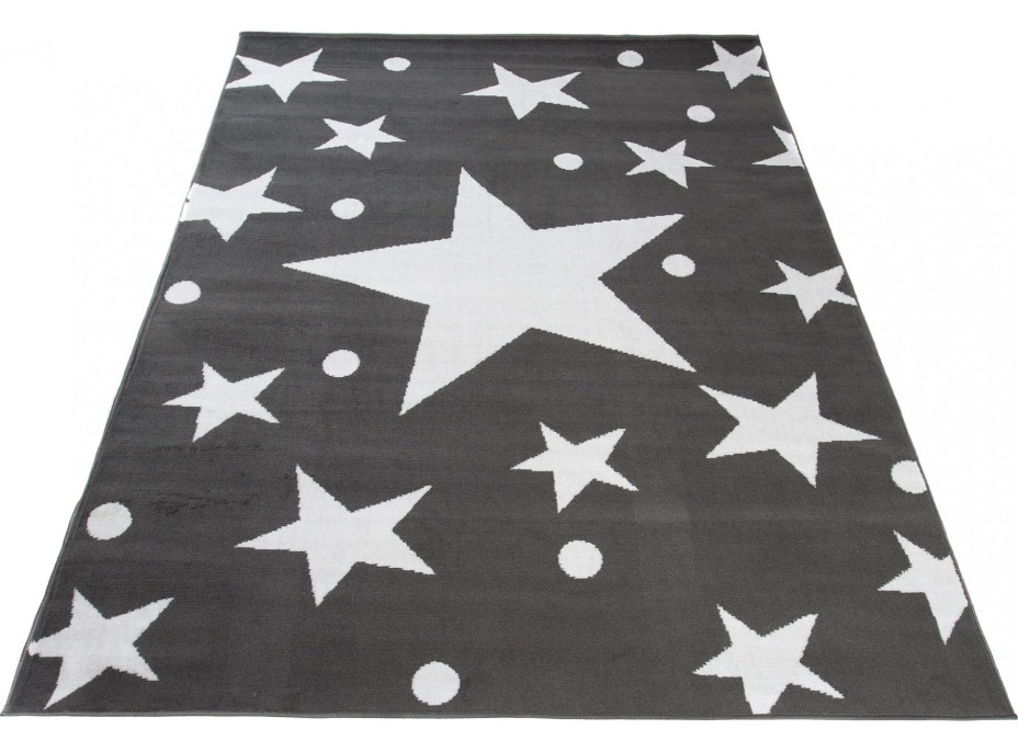 Kusový koberec BALI Hvězdy - tmavě šedý/bílý
