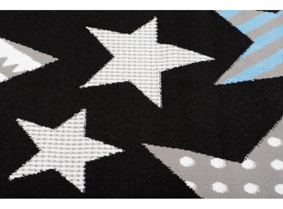 Kusový koberec BALI Hvězdičky - modrý/černý