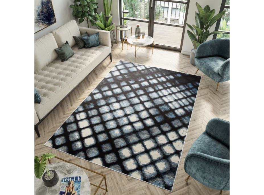 Kusový koberec FIESTA Grid - modrý