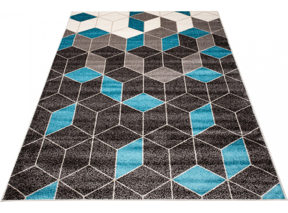 Kusový koberec FIESTA Cubes - modrý/šedý